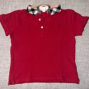 Boys Burberry Red Polo Shirt Size 6Y